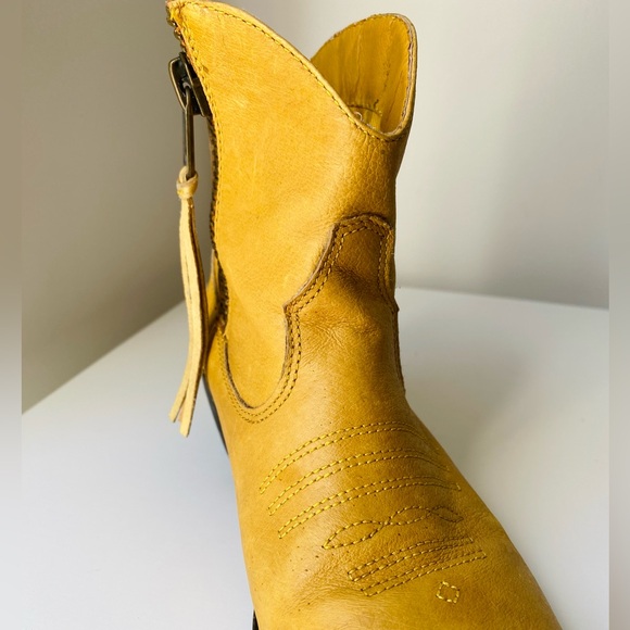 Shoemint Shoes - ShoeMint Women’s Western Cowboy/ Cowgirl Ankle Leather Boots, Mustard Yellow US6